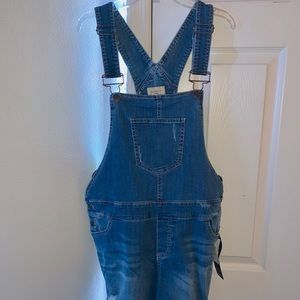 Brand New Blue Jean Stretchy Overall Shorts